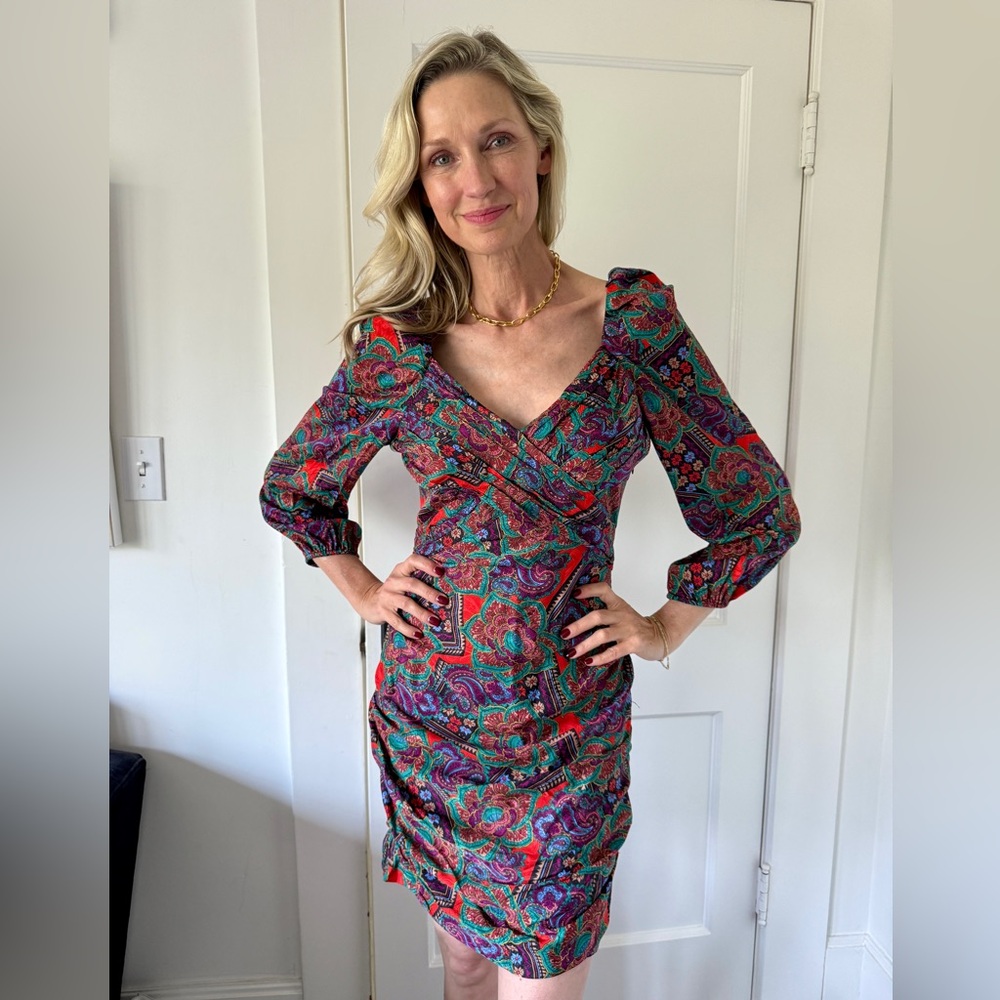 Veronica Beard Vibrant Paisley Long Sleeve Dress